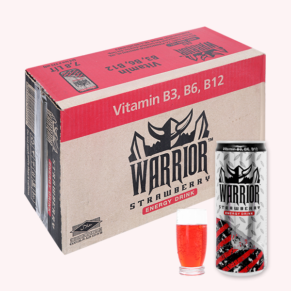 24 lon nước tăng lực Warrior hương dâu 325ml