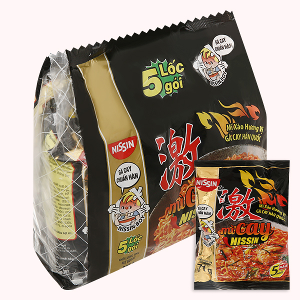 5 gói mì Nissin vị gà cay 71g