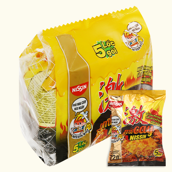 5 gói mì Nissin gà cay phô mai 72g