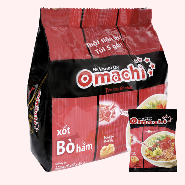 Lốc 5 gói mì Omachi xốt bò hầm 80g