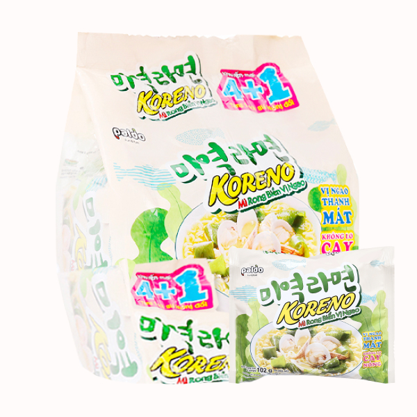 5gói mì Koreno rong biển ngao 102g