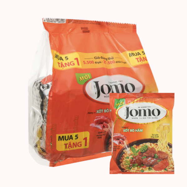 Lốc 6 gói mì Jomo xốt bò hầm 78g