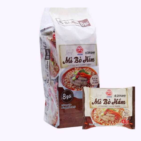 Lốc 8 gói mì bò hầm Ottogi 120g
