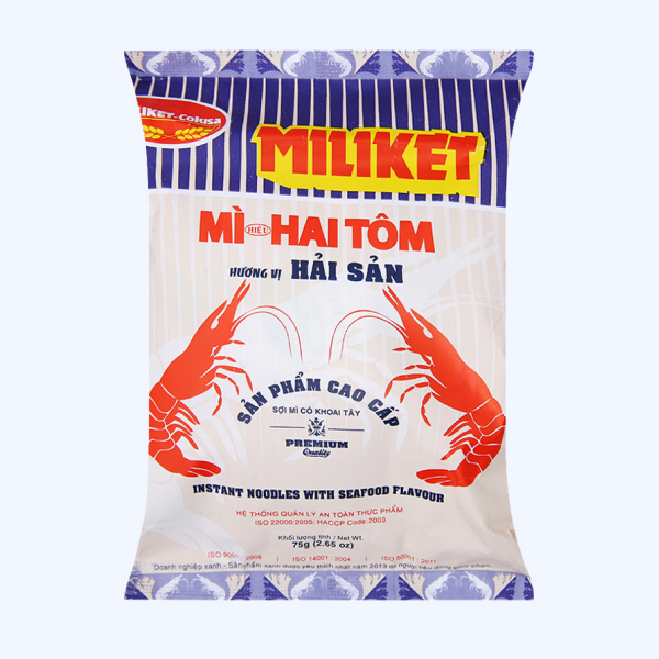 Mì Hai Tôm Miliket hải sản gói 75g