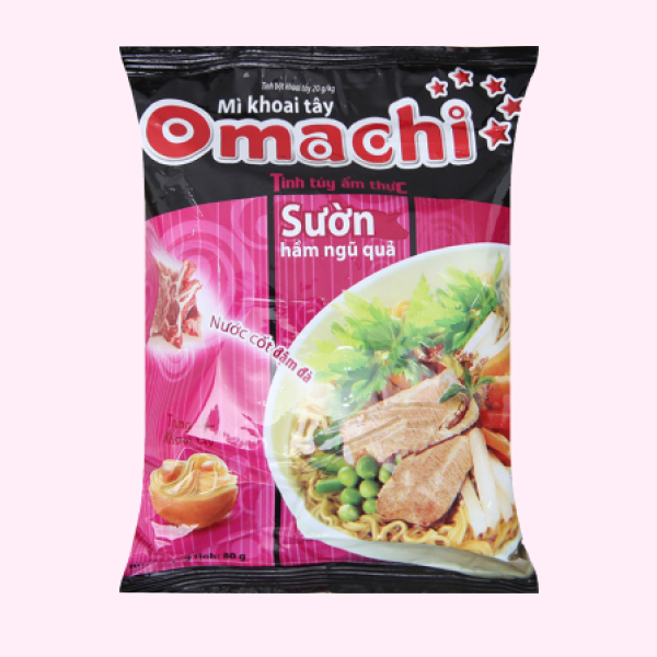Mì Omachi sườn hầm ngũ quả gói 80g