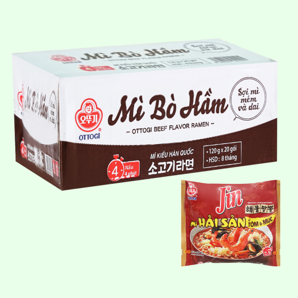 Thùng 20 gói mì bò hầm Ottogi 120g