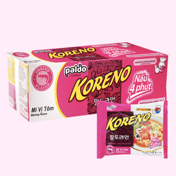 Thùng 24 gói mì Koreno vị tôm 100g