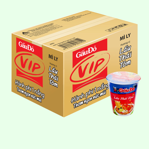 24 ly mì Gấu Đỏ Vip lẩu tôm 65g