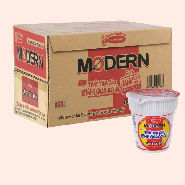 Thùng 24 ly mì Modern lẩu tôm 65g
