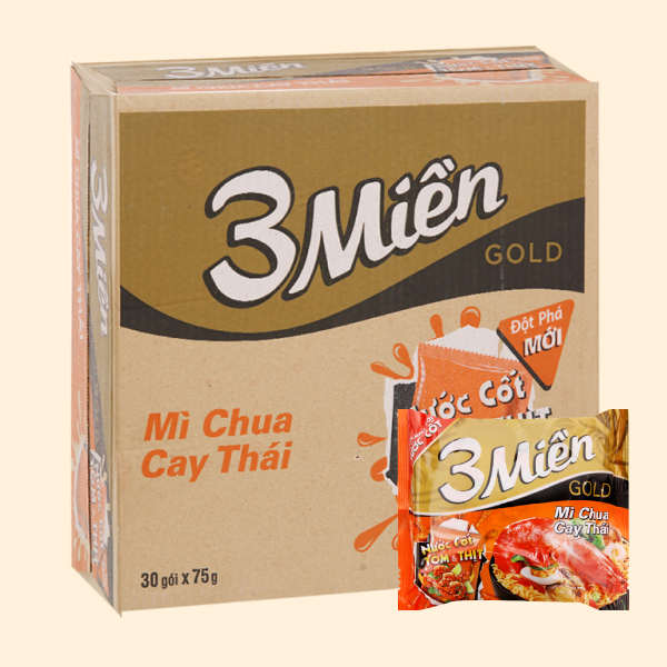 30 gói mì 3 Miền chua cay Thái 75g