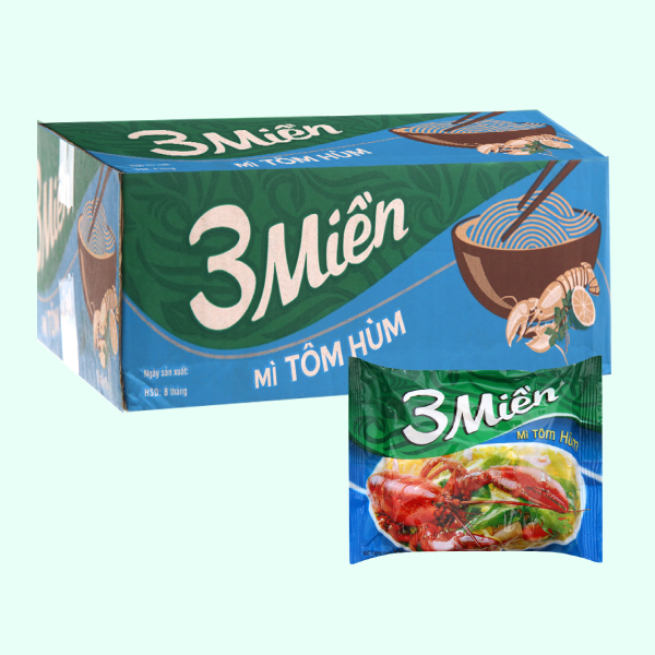 Thùng 30 gói mì 3 Miền tôm hùm 65g