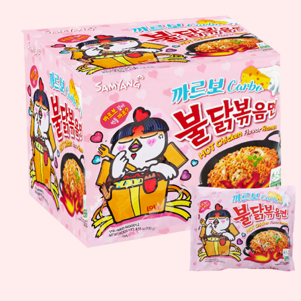 Thùng 40 gói mì khô gà cay Samyang vị Carbonara 130g