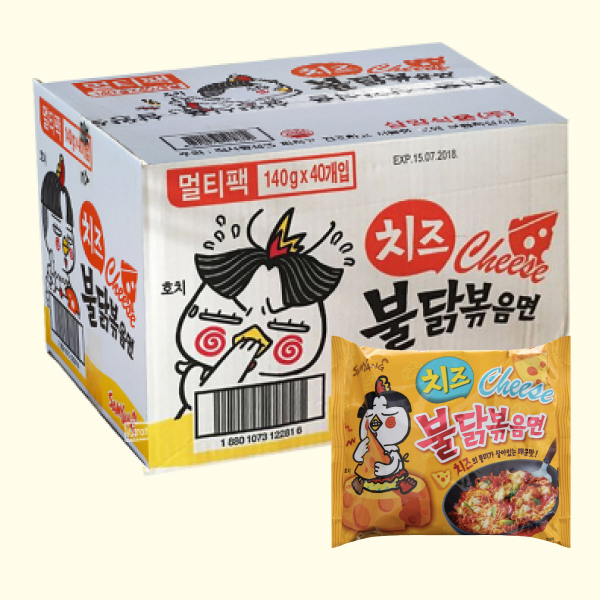 Thùng 40 gói mì khô gà cay Samyang vị phô mai 140g